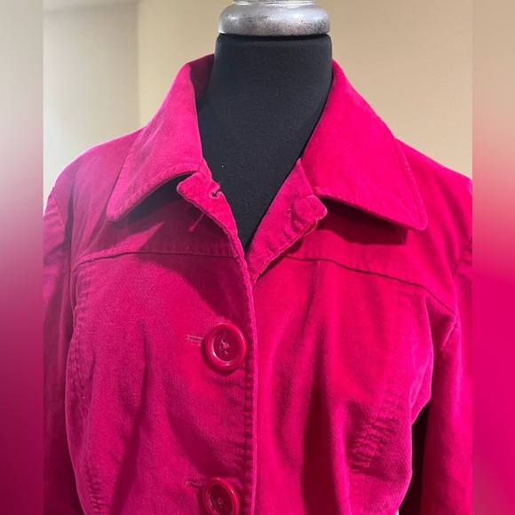 Talbots VINTAGE Bold Pink Stretch VELVET JACKET, BLAZER WOMENS SIZE 16 - Picture 6 of 10